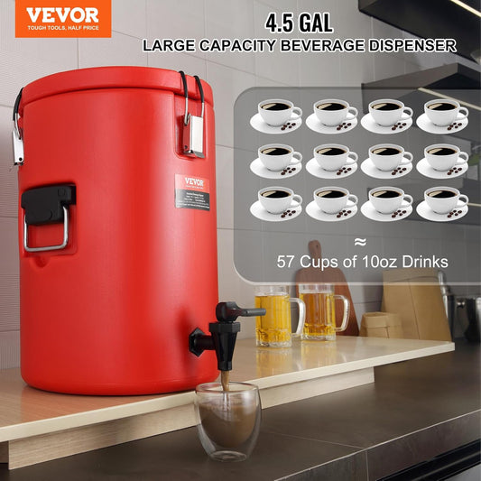 VEVOR Commercial Beverage Dispenser, 3 Tanks 10 L / 10.6 QT Per Tank Juice Dispenser, 440W Stainless Steel Ice Tea Drink Machine with 45°F-54°F Cooling Temperature, for Cold Drink Restaurant Bar Party