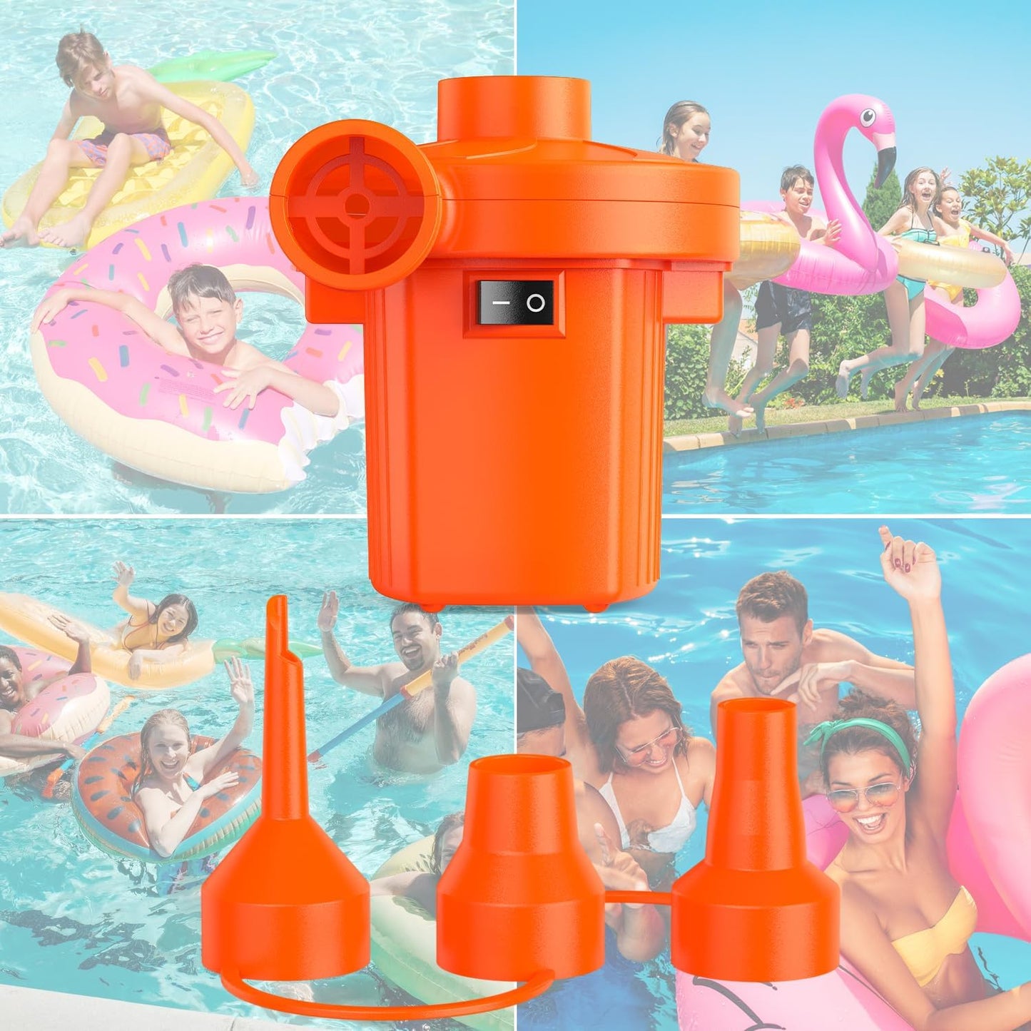 Electric Air Pump for Inflatables,Portable Quick-Fill Air Pump with 3 Nozzles,110-120V, Inflator & Deflator Pumps for Outdoor Camping, Air Mattress Beds,Boats,Inflatable Cushion,Couch,Pool Floats