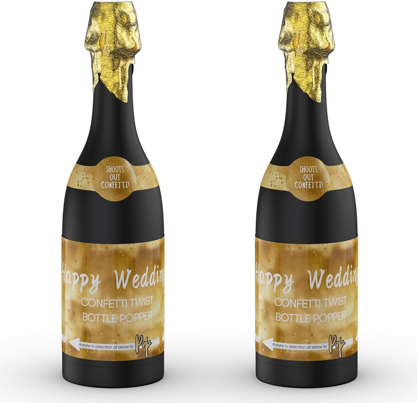 POPUPARTY Champagne Bottle Party gold confetti Popper - 15.3'' (2 Pcs.) - for Birthday,Graduation, Celebration, Wedding, New Year, Party Decoration