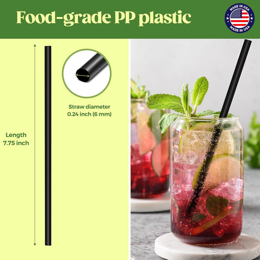 Glotoch Express 500PCS Individually Wrapped Clear Plastic Straws, 7.75'' Long, 0.24'' Diameter Disposable Drinking Straws for Every Occasion, Party, Made in USA