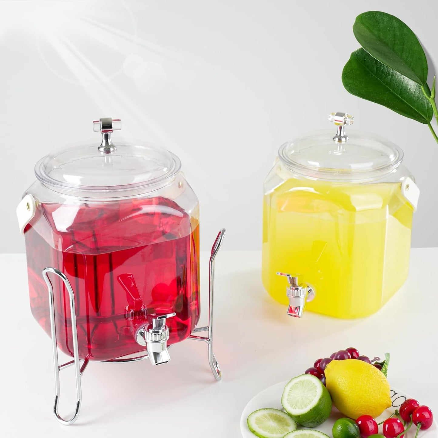 1 Gallon Beverage Dispenser - Leak proof Juice Dispenser Sealed Plastic Lemonade Dispensers with Anti-Rust Lids Drink Jug for Parties Home Kitchen Camping with Spigot(1 Packs)