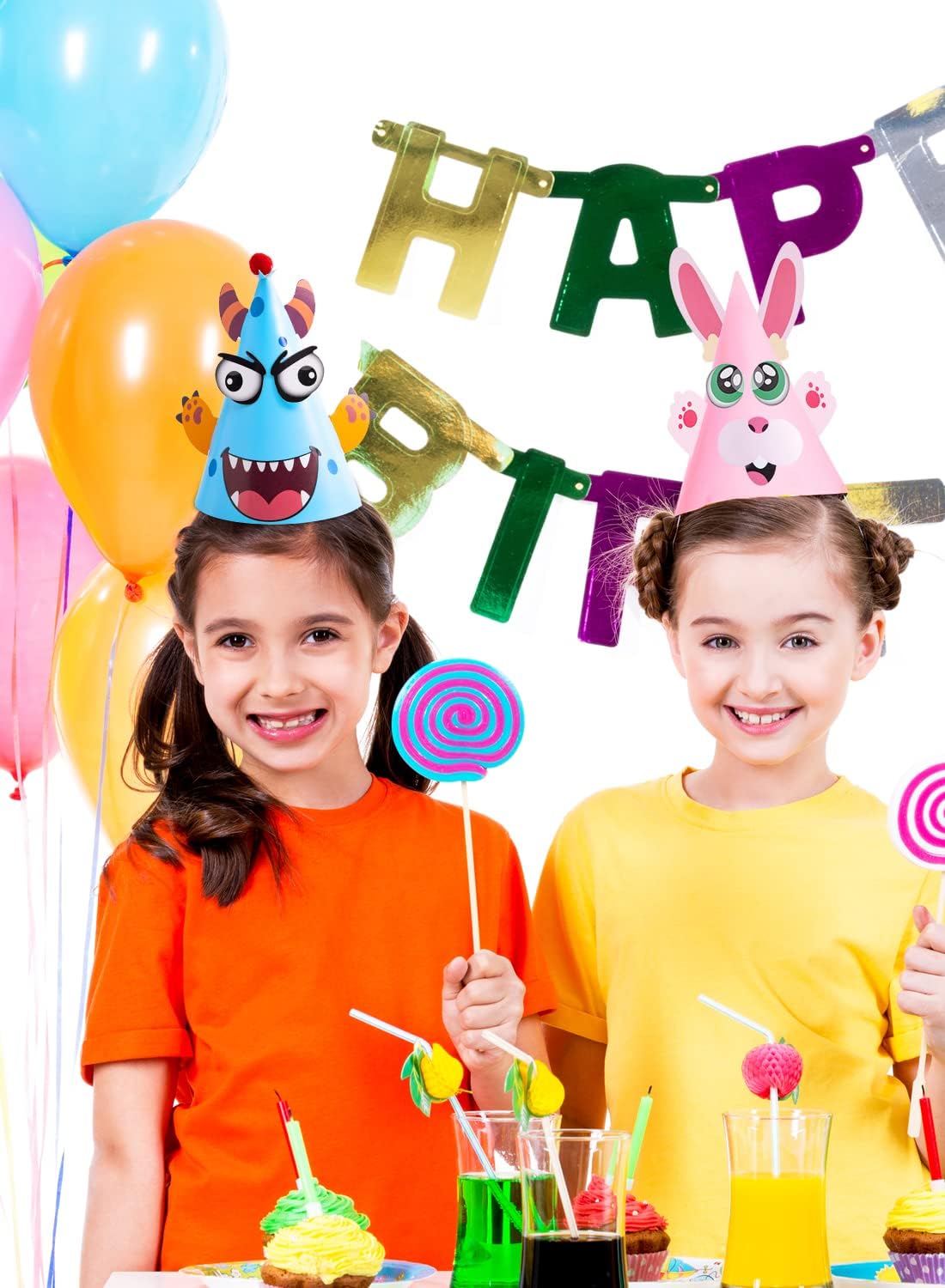 JOYIN 12 Sets Party Hats for Kids Birthday Party Games Craft Activities, Cute Animal Theme Birthday Hats Activity Kits with Stickers for Kids Holiday Theme Party Favors