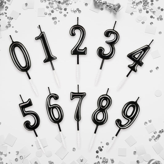 Beanlieve 10-Pieces Numeral Birthday Candles - Cake Numeral Candles Number 0-9 Glitter Cake Topper Decoration for Birthday,Wedding Anniversary,Party Celebration (Colourful)