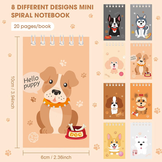 Gersoniel 24 Pcs Mini Dog Notepads Small Notebooks Dog Themed Party Favor Bulk Puppy Spiral Pocket Gifts Birthday Rewards Goody Bag Party Supplies, 2.36 x 3.94 Inch(Cute Style)