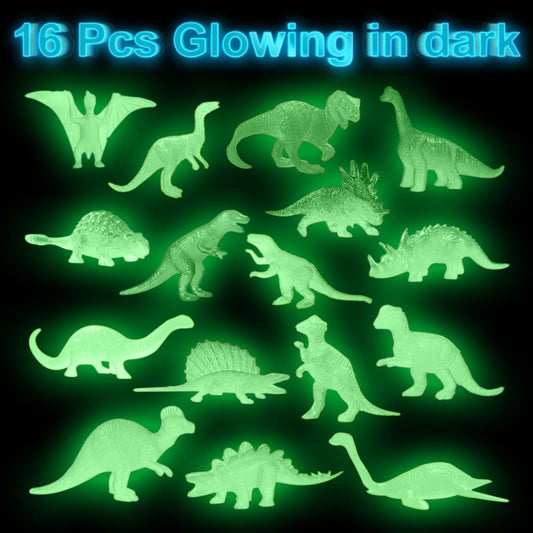 48Pcs Glow in Dark Mini Dinosaur Figures Kids Easter Egg Fillers Basket School Birthday Party Favors Supplies Dino Cupcake Toppers Pinata Goodie Bags Stuffers Classroom Prizes Carnival Bulk Toy Gift