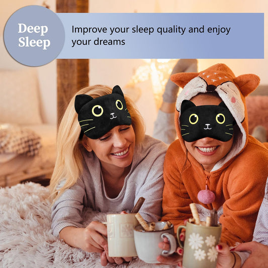 Christmas Reindeer Sleep Mask Cute Antler Eye Masks Sleeping Soft Plush Cartoon Blindfold Funny Animal Eye Cover Xmas Presents for Women Men (Xmas Reindeer,Brown)