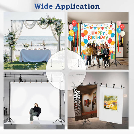 EMART 3-in-1 Backdrop Stand Kit 10x8 ft for Photography Studio, T-Shape Banner Back Drop Stand for Party, Wedding, Dectoration, Background Stand for Photo Video Studio with Carry Bag, 8 Clamps