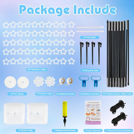 Voircoloria Balloon Arch Kit, 10ft Wide & 9ft Tall Adjustable Balloon Arch Stand with Base for Graduation Wedding Birthday Baby Shower Party Decorations (White)