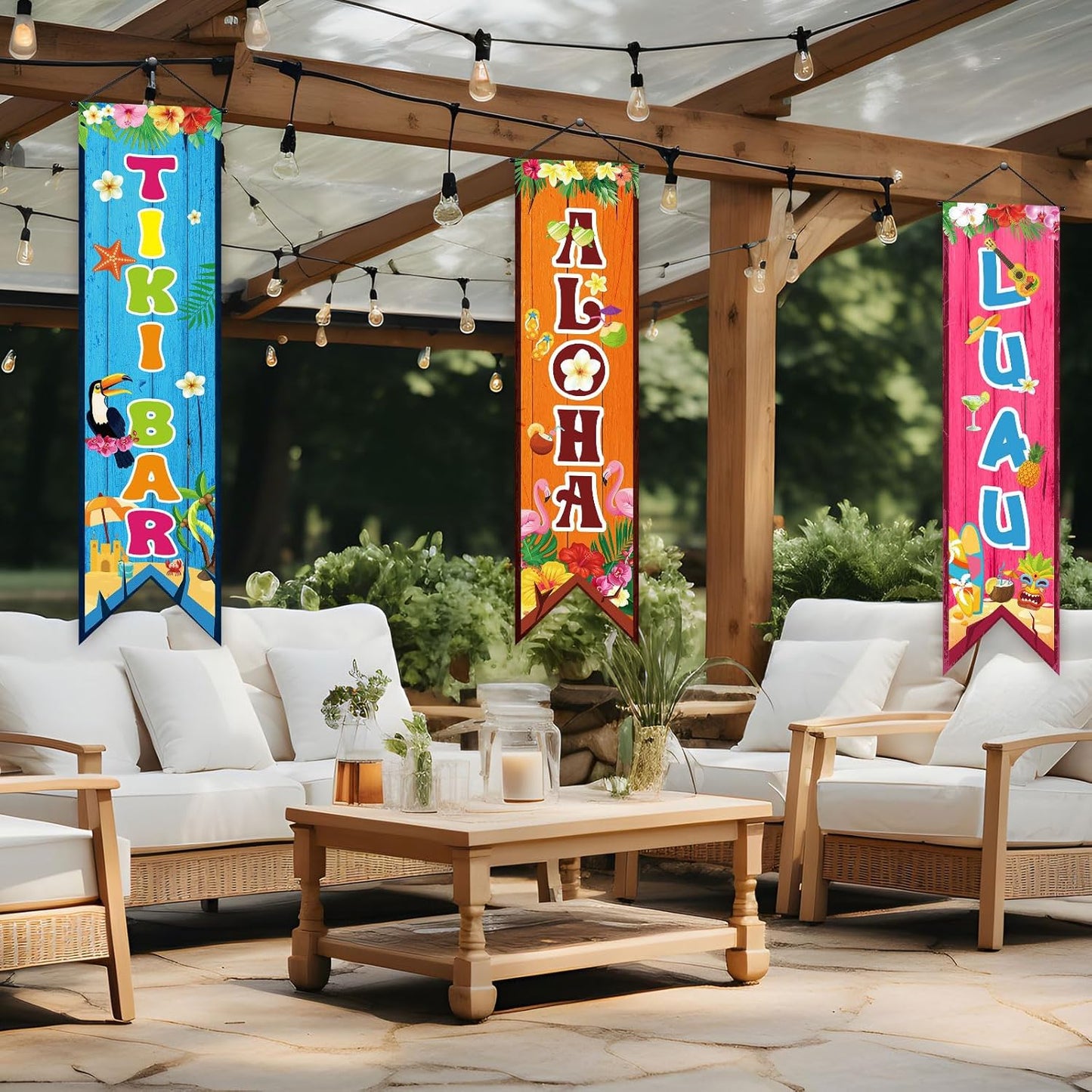 Chiisong 3 Pcs Neon Banner Party Decorations Let's Glow Banner Glow in the Dark Porch Sign Welcome Birthday Porch Sign for Neon Birthday Party Supplies Club Halloween Classroom Decorations