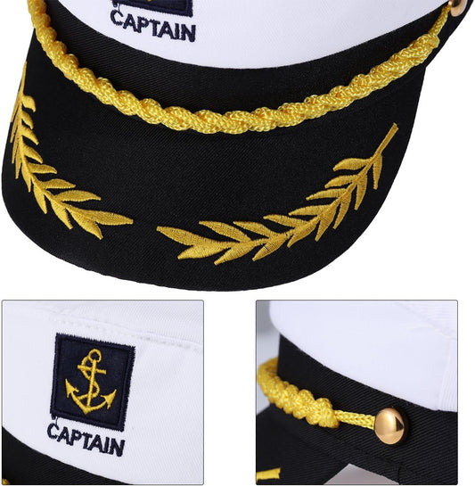 Adult Yacht Captain Hat White Sailor Hat for Women Men Yacht Boat Sailor Captain Cap Marine Admiral Costume Party Cosplay Accessory