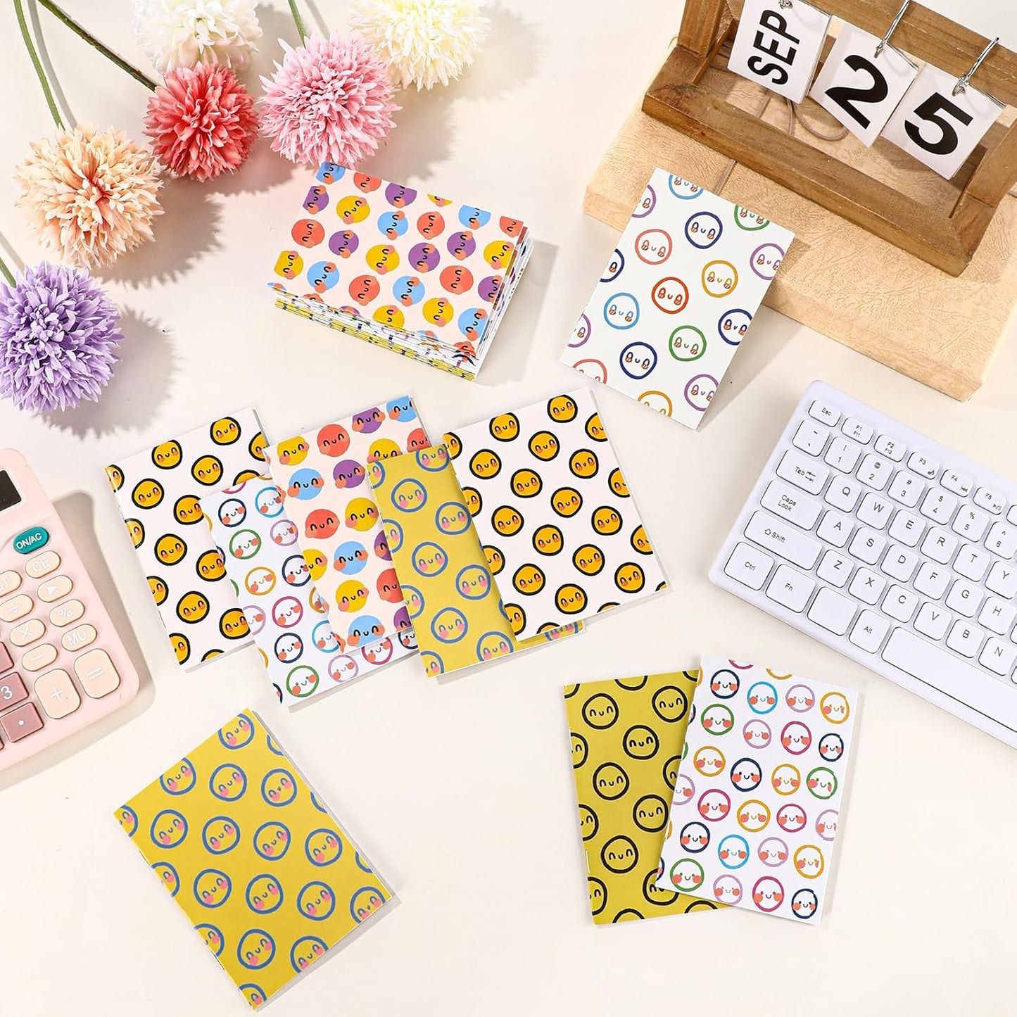 Sinload 24 Pcs Mini Notebooks Bulk Smile Face Theme Party Favors End of Year Gifts from Teacher Small Pocket Notepad Mini Notebook Fun Gifts for Adults Preppy Birthday Party Supplies 3.35 x 4.72 Inch
