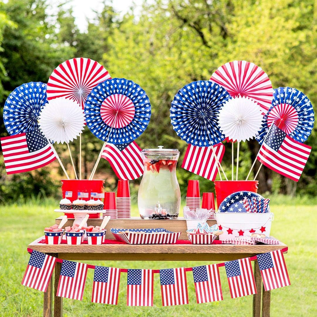 ALINK American Flag Red Blue White Paper Straws, 100 Straws for Memorial Day /4th of July, Super Bowl, Patriotic Party, Americana Themed Party Celebration