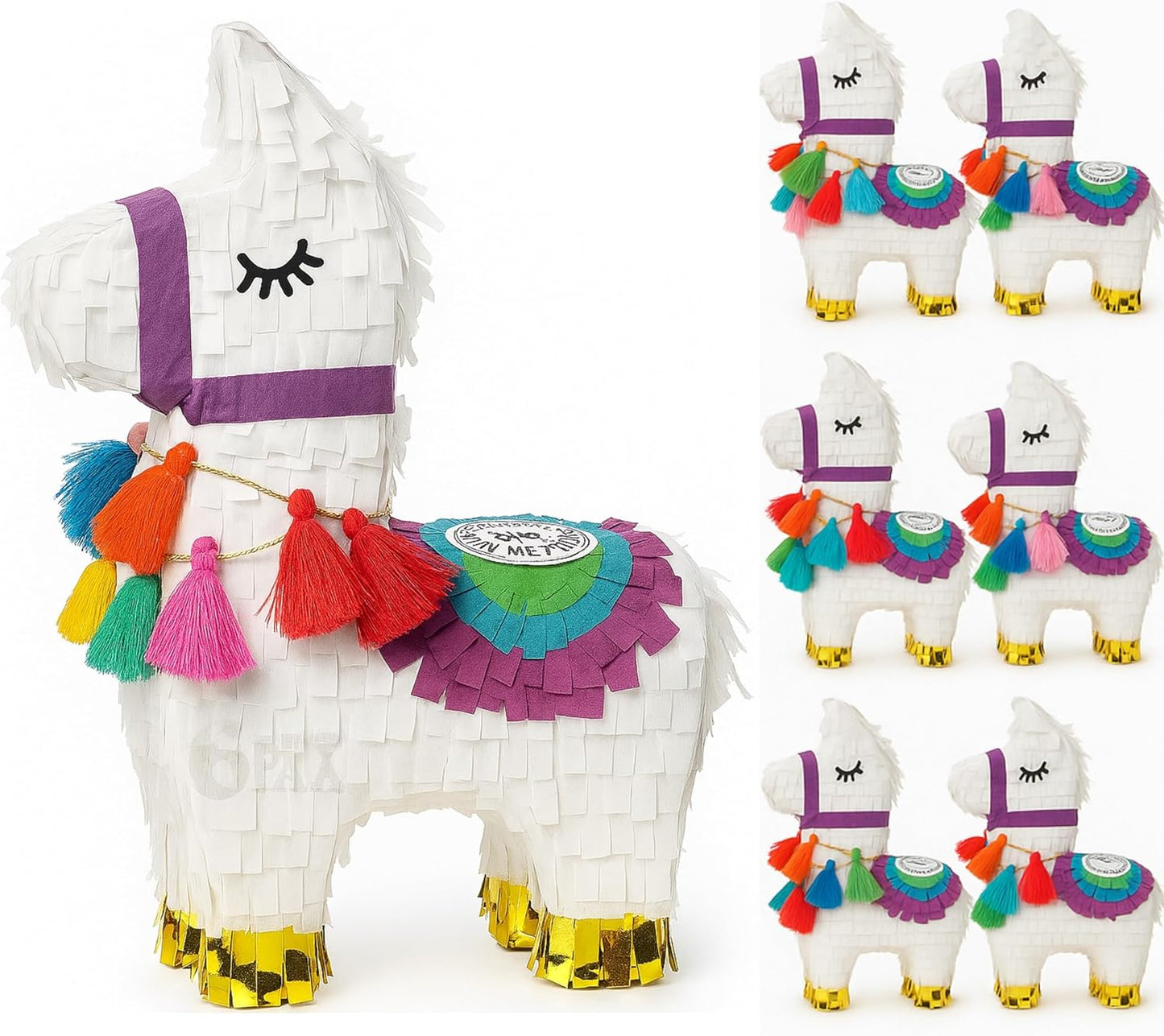 GIFTEXPRESS 6pk 8"x6" Benito the Mini Llama Pinatas – Small Birthday Party Favors, Cinco de Mayo, Fiesta, Gender Reveal, Taco Tuesday, Table Centerpieces, Classroom Decor, Mexican Fiesta Celebration