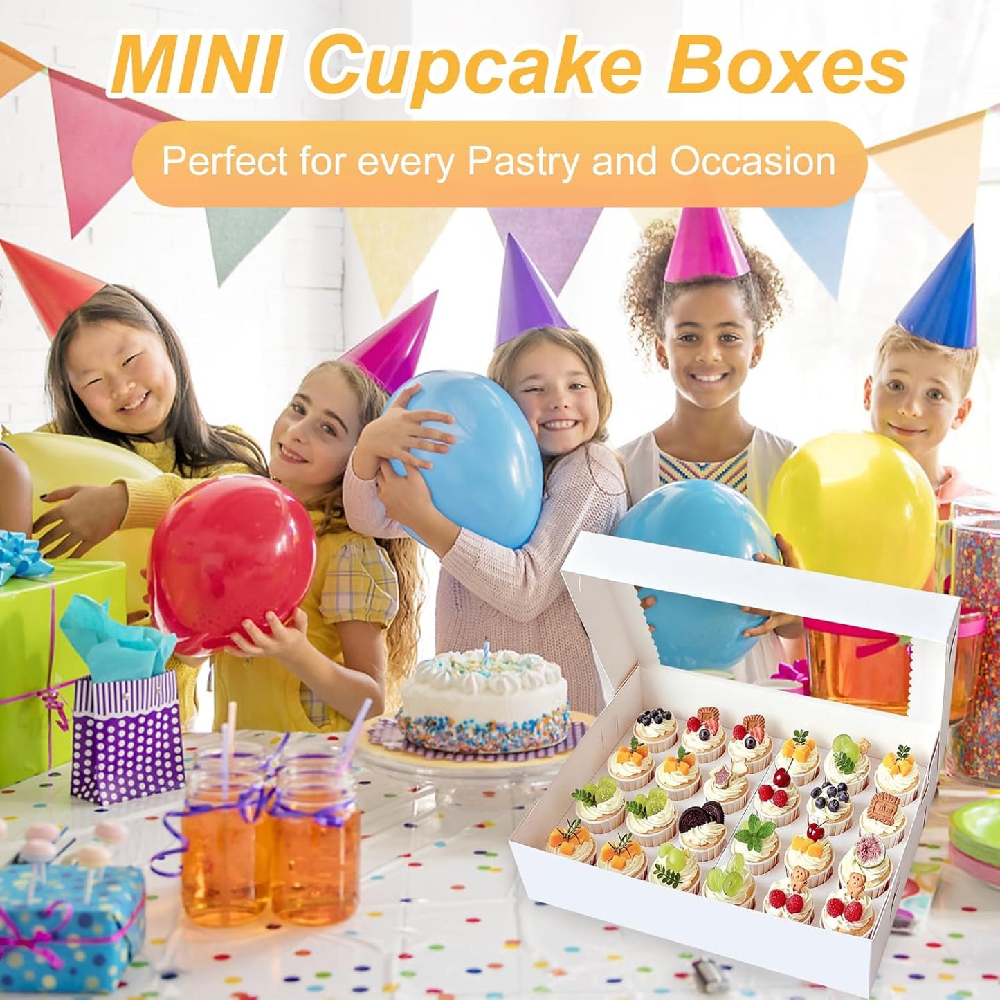 2 Pack White Cupcake Boxes Holder for 24 Standard or Mini Cupcakes, Food Grade Dessert Muffins Box Containers with Window and Inserts for Birthday Holiday Party Bakery Supplies