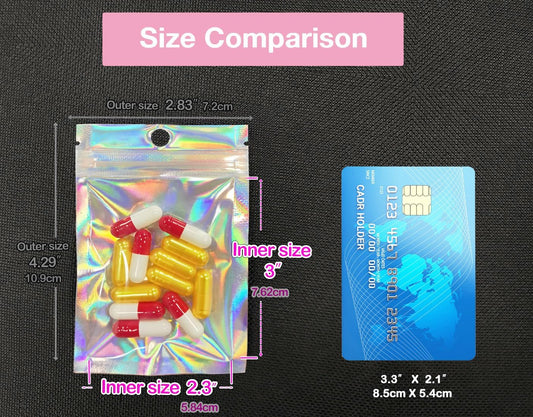Trunple Smell Proof Bags & Resealable Foil Pouch Mylar Sample Bag Great for Party Favor Food Storage (Holographic Color) (50pcs-6x9 inch)