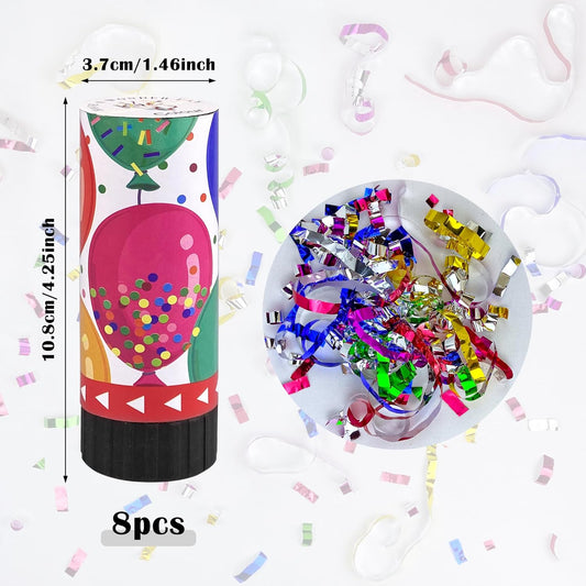 8 PCS Colorful Party Confetti Poppers for Wedding Birthday Graduation Baby Shower Graduation Party Supplies Decorations