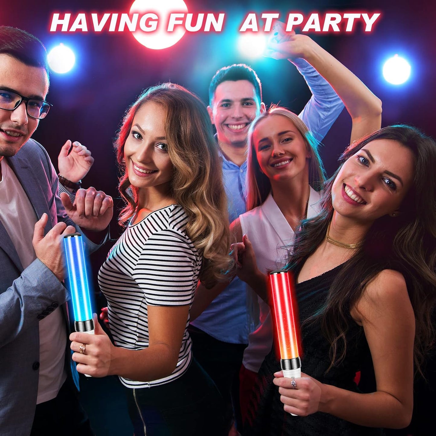 Lewtemi 6 Pcs K-pop Lightstick LED Glow Sticks 15 Color Reusable J-pop Concert Stick, Manual and Automatic Mode, Idol Flashing Glow Sticks Party Supplies for Raves Emergency Camping
