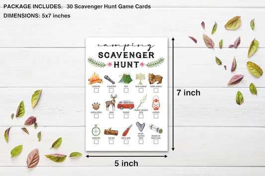 Scavenger Hunt Game, Outdoor Camping Scavenger Hunt, Park Treasure Hunt Clues Cards, Camping Party Games, Outdoor Nature Birthday Party Games Supplies Activities(03)