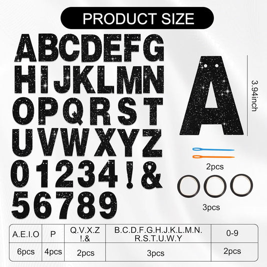 BEISHIDA 116 PCS A-Z DIY Letter Banner Kit Make Your Own Banner Including 111 Letters and Numbers 3 Rope and 2 Threading Device,Customized for Birthday Graduation Wedding Decor Black