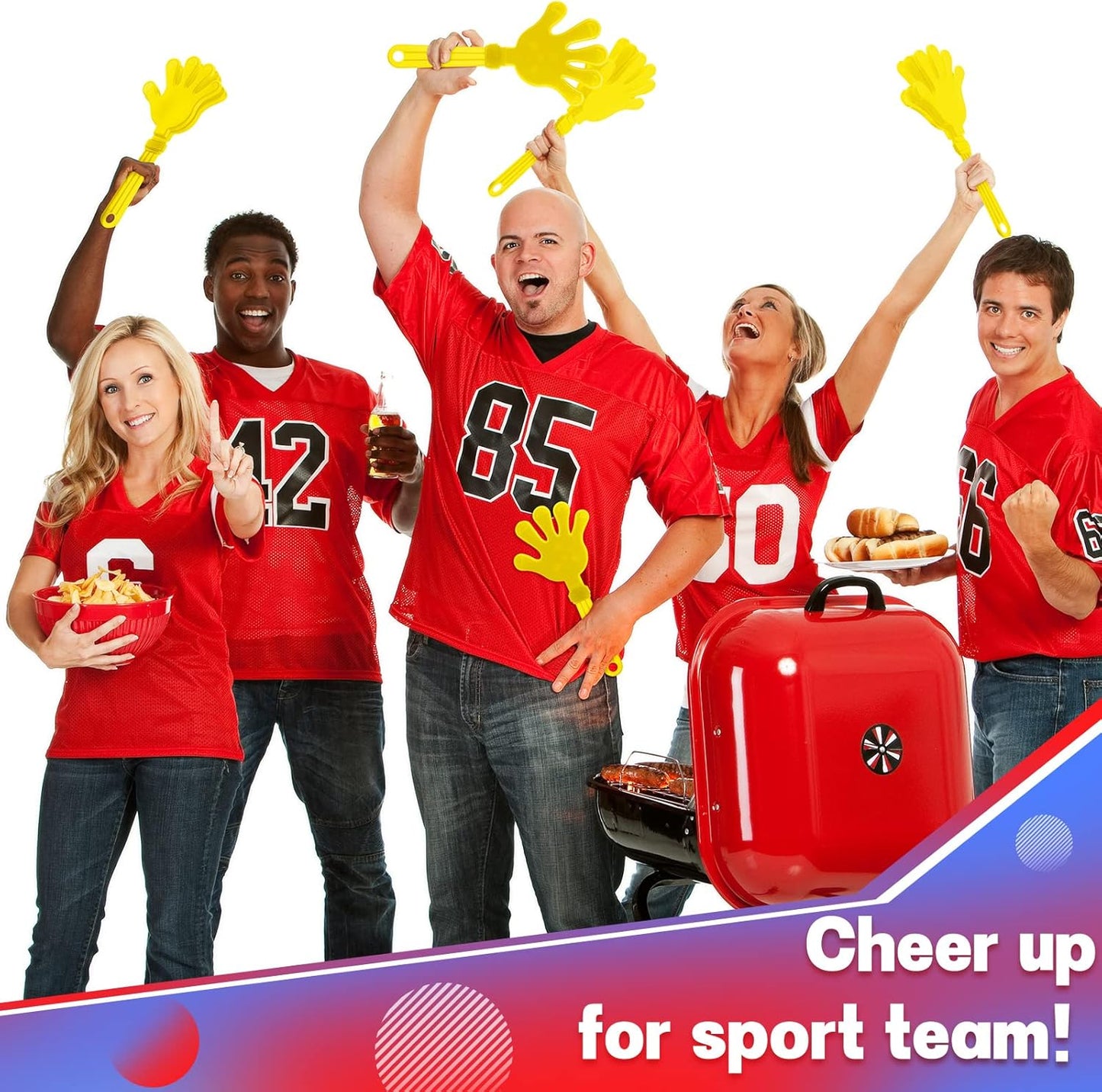4 Pieces Jumbo Hand Clappers 11 Inch Noise Makers Party Favors Giant Large Hand Clappers Noise Makers for Sporting Events Cheers Ball Dance Basketball Football Noisemakers (Red)