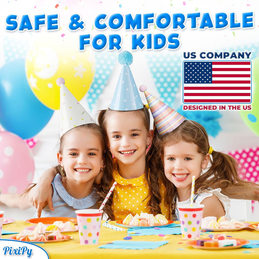 Kids Birthday Party Hats - 10 Pieces - Colorful Celebration Headwear for Fun Decoration & Memorable Parties - Easy Assembly