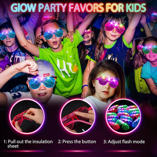 SHQDD 75PCS LED Glasses, Light Up Glasses, 5 Colors party glasses with 3 Light Modes, Glow in The Dark Party Supplies, Neon Party Favors for Birthday Gifts, Party Decorations, New Year, Carnival