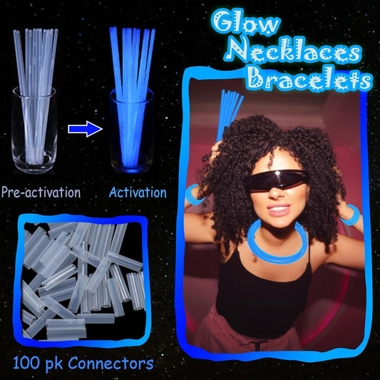 ILHSTY 100 pk 8'' Pink Glow Sticks Glow Necklaces In The Dark Party Favors Supplies Bright GlowSticks Bulk for Birthday Valentine Carnival Christmas Halloween 4th of July Neon Party (Pink*100)