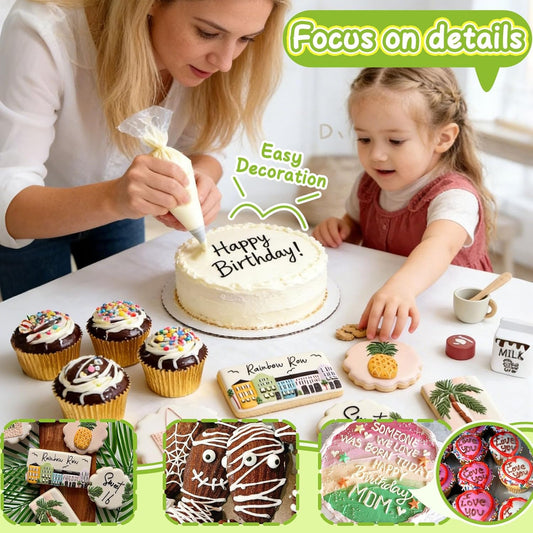Hendiy 6 Pieces Round Piping Tips Set, Stainless Steel Icing Tips Cupcake Frosting Nozzles Small Decorating Piping Tip, Cake Writing Icing Decorating Tool for Cookies Cupcake
