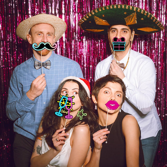 Glow in The Dark Party Supplies Photo Booth Props Neon Party Decorations Photobooth Props Let Glow Party Decorations for Birthday Baby Shower Party