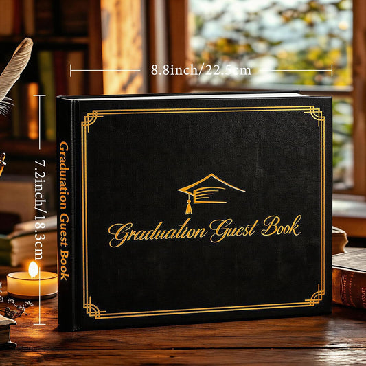 Artmag 2026 Graduation Guest Book Leather Hardcover Signs Signature Graduation 100 Pages Guest Book Grad Memory Scrapbook for College Gifts (Black)