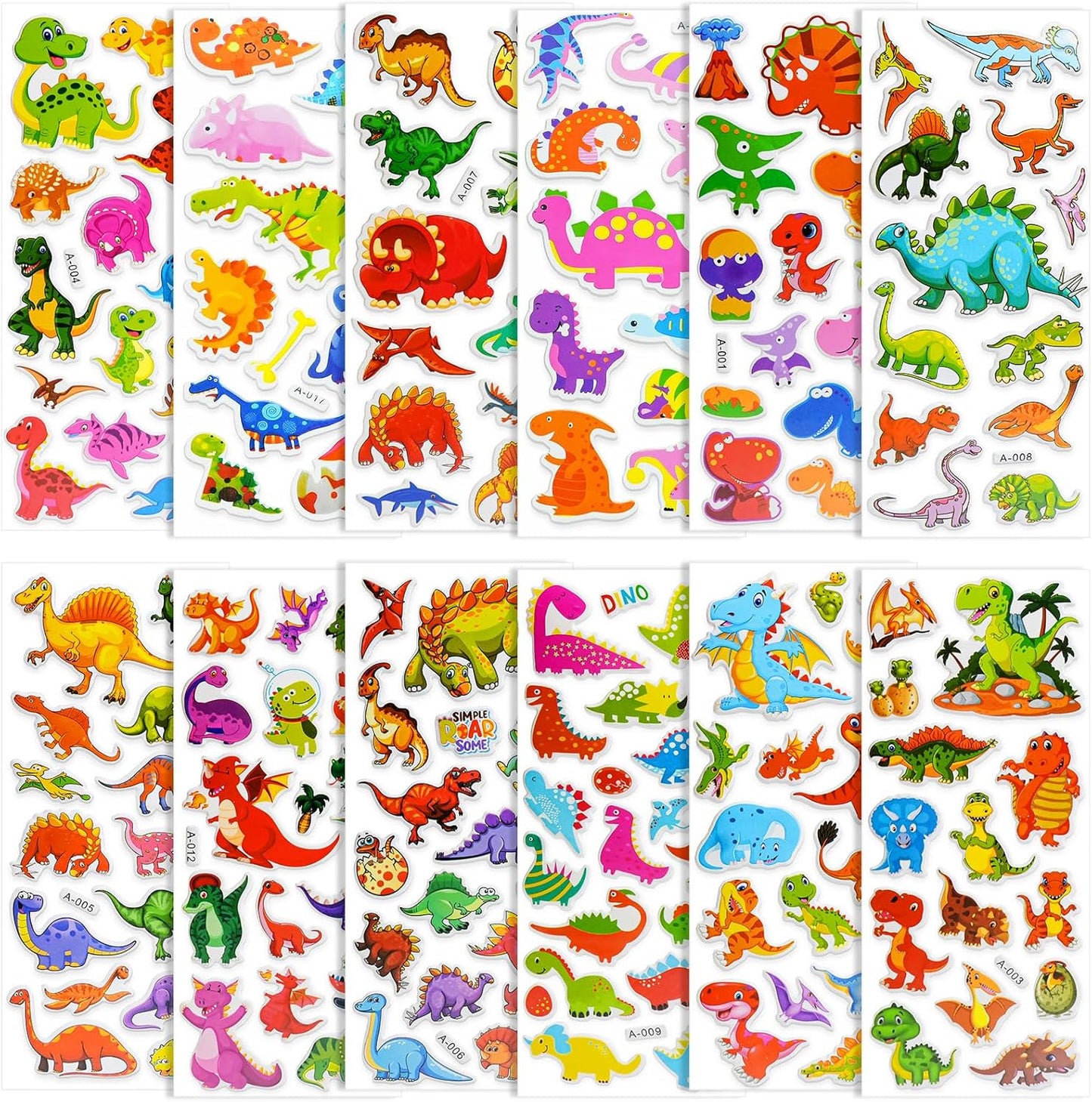 BEESTECH 24 Sheets Dinosaur Stickers 450+ for Kids Boys Girls Toddlers, Teacher Reward Stickers, Potty Chart Training, Dinosaur Party Favor Supplies, Goody Bag Stuffers,Pinata Filler