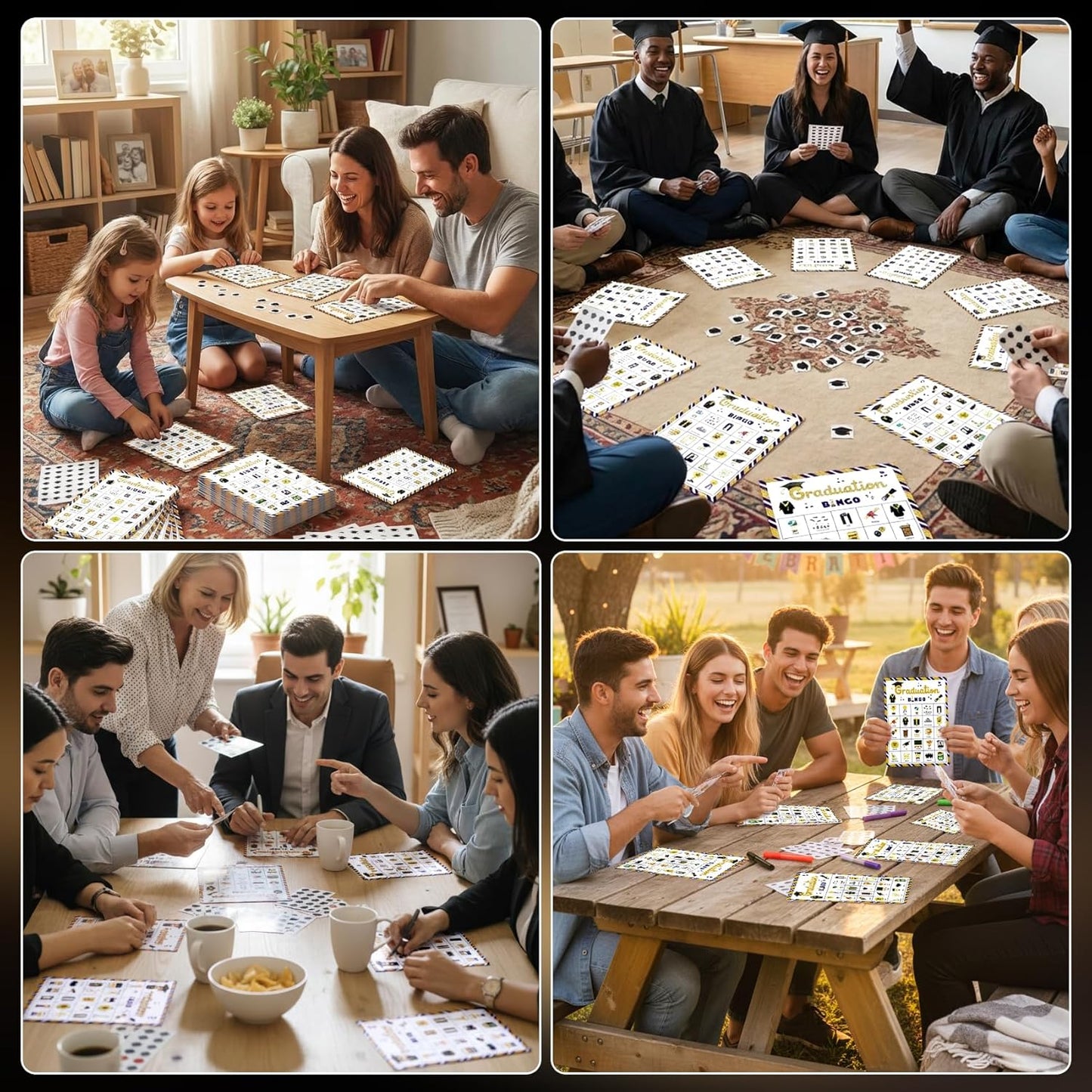 Graduation Bingo Game Cards, 24 Players Graduation Bingo Cards, Graduations Party Games for Classroom Large Group Activities High School Adults College Class of 2026 Congrats Grad Party Supplies