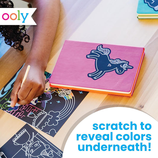 Ooly X Peanuts Scratch Art Kit - 12 Cards Featuring Snoopy, Woodstock and The Gang, Scratch Art Set Gifts for Kids, Travel-Friendly Craft Kit, Scratching Tool Included
