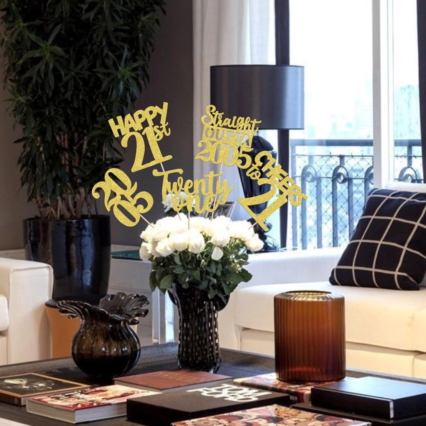 15 PCS 50th Birthday Centerpiece Sticks Fifty Happy 50th Straight Outta 1976 Table Flower Centerpieces Sticks Cheers to 50 Floral Decorations for 50th Birthday Party Centerpieces Supplies Black