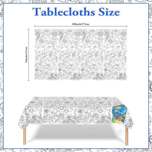 Coloring Tablecloth Giant Table Cloths Under The Sea 1 Pack Paper Coloring Poster 54x108 Inch Crafts for Kids Oceans Animal Table Cover for School Parties