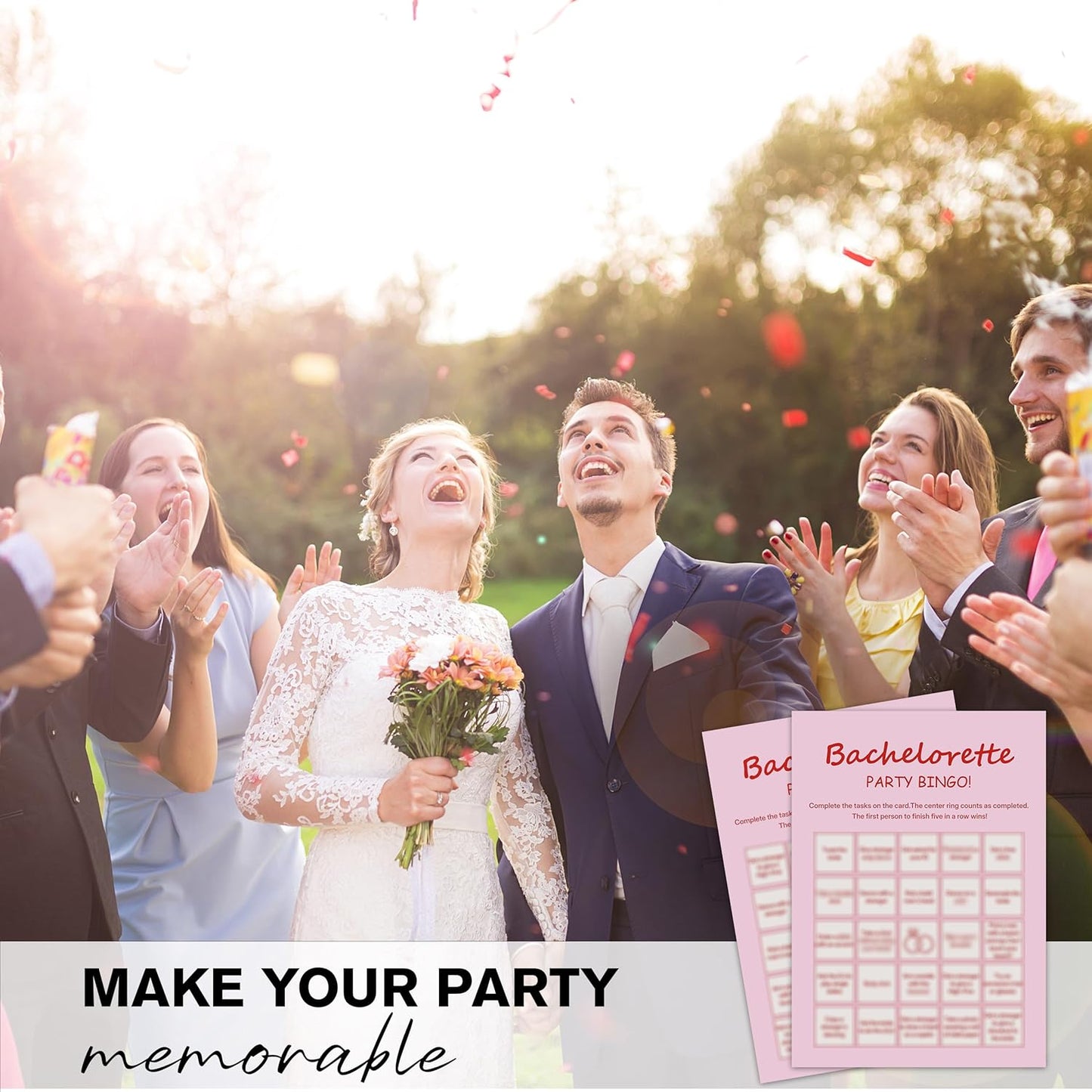 Bachelorette Party Bingo Cards, 25 Unique Sheets, Fun Bridal Shower Game for Guests, Pink Party Activity Celebration