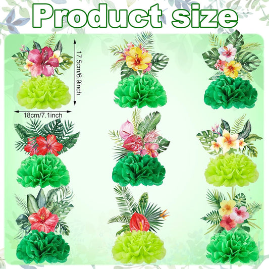 Hotop 9 Pcs Hawaii Luau Party Decorations Honeycomb Centerpieces, Aloha Tropical Theme Table Decorations Tiki Centerpieces for Hawaii Luau Table Decor Tiki Tropical Centerpiece Party Supplies