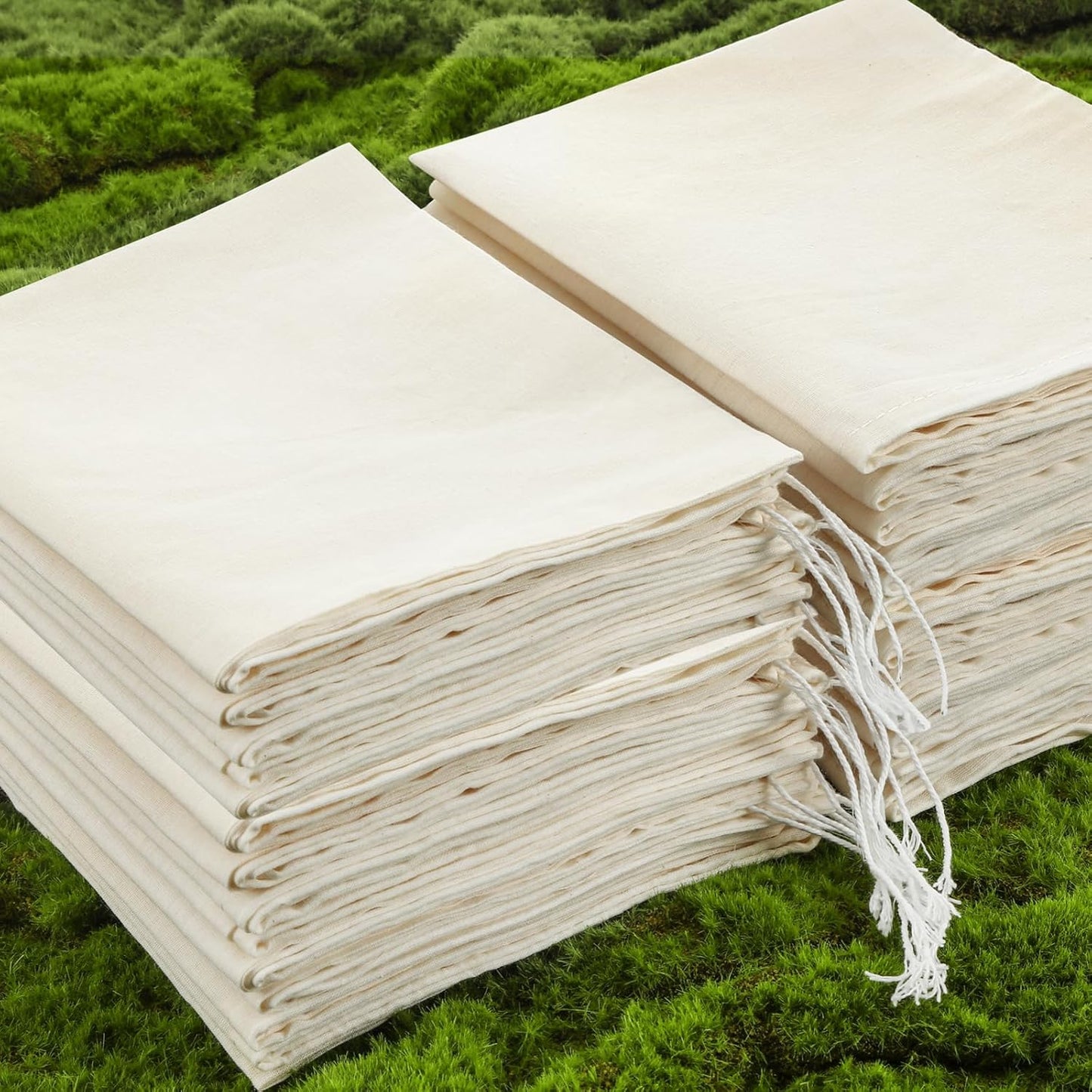 Tatuo 50 Pieces 4 x 6 Inches Muslin Cotton Drawstring Bags Canvas Linen Sachet Bag Reusable Empty Gift Pouch for Party Home Supplies