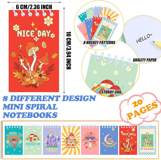 Kisston 48 Pcs Woodland Mushroom Party Favors Include 24 Mushroom Mini Notebooks Notepads and 24 Ballpoint Pen Gifts for Teacher Office Reward