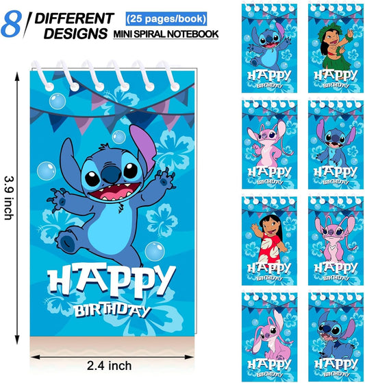 Stitch Party Supplies, 24Pcs Mini Notepads for Stitch Birthday Party, Goodie Bag Stuffers, Classroom Rewards, 8 Types