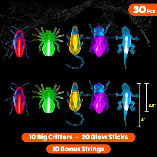 Glow Critters Easter Egg FIller & Basket Stuffer - Glow Sticks Party Favors - Glow in The Dark Party Supplies - 30 Count