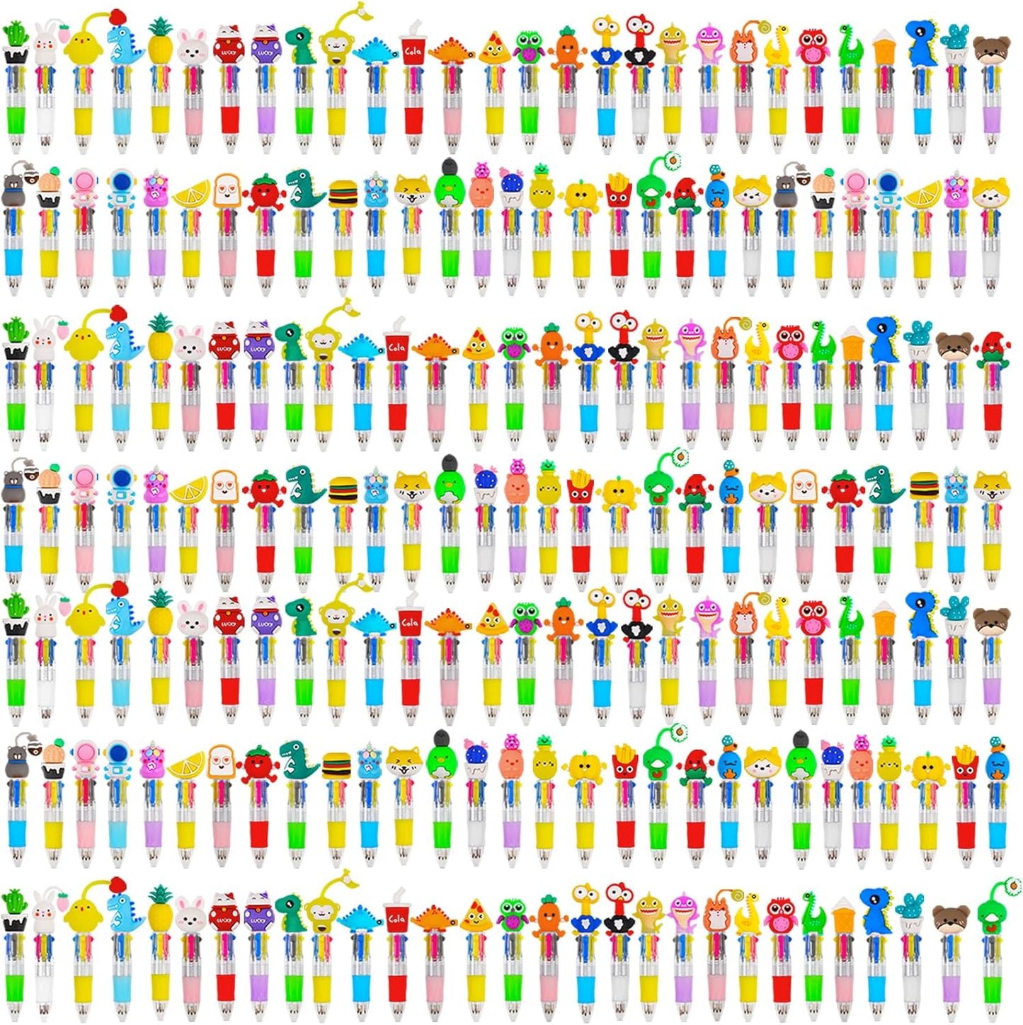 CZWZ 20Pcs Mini Multicolor Pens in One 4-in-1 Cute Pens Bulk for Kids, Fun Kawaii Ballpoint Pens for Birthdays and Children's Party Favors Gifts Teacher School Supplies