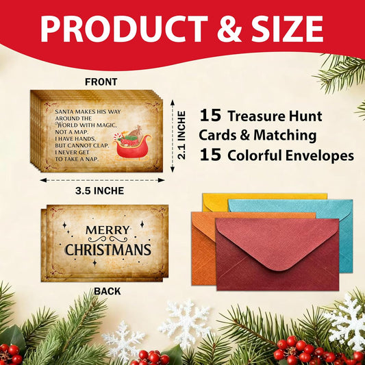 Thanksgiving Scavenger Hunt Cards, Thanksgiving Party Games, Fall Indoor Outdoor Activities, Treasure Hunt Riddle Clue Game Card for Adults Family Large Group, 14 Cards with Envelopes- B01