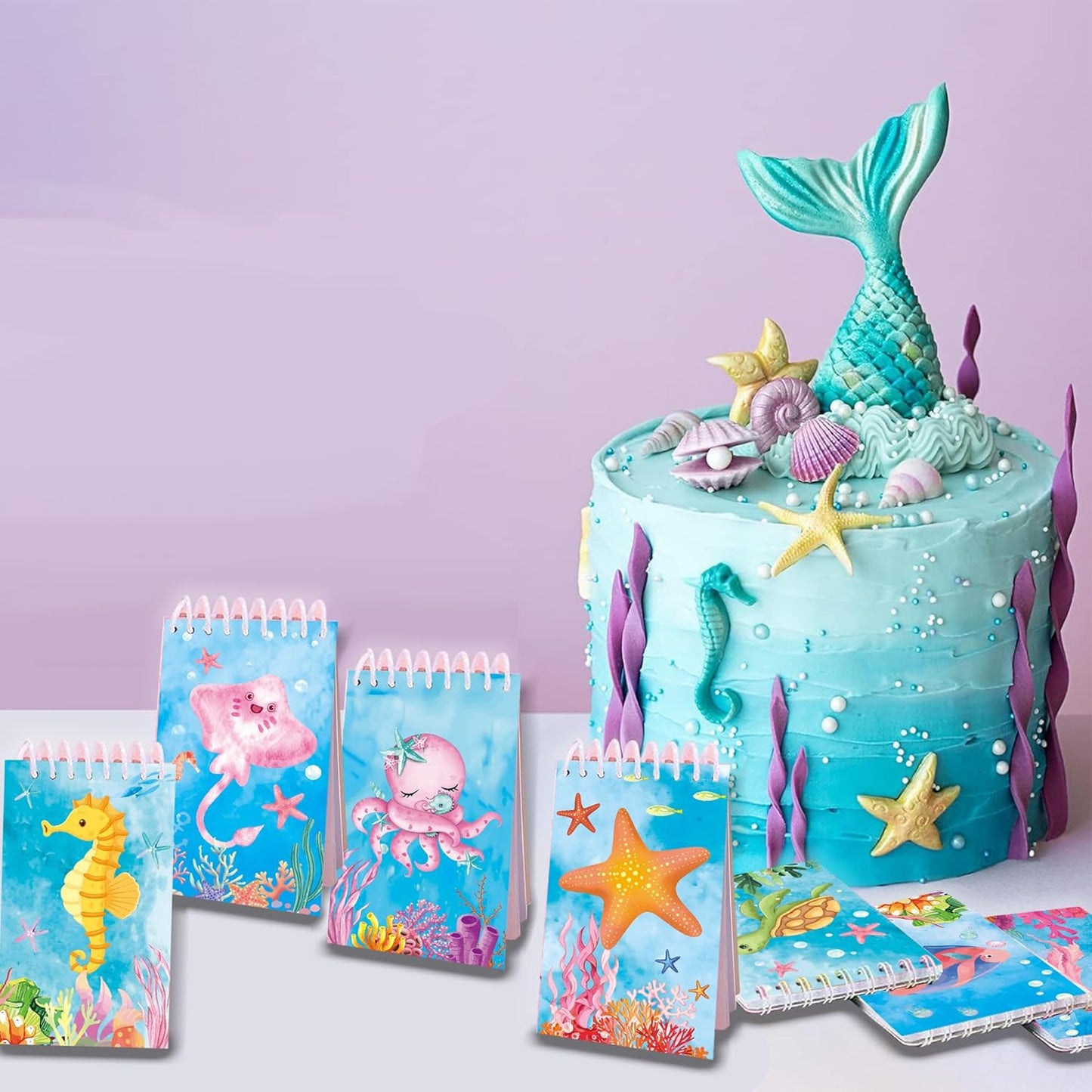 24pcs Underwater World Themed Notepads Under the Sea Party Favors Under the Sea Spiral Pocket Notepads Goodie Bag Stuffers Notepads Spiral Mini Notebooks for Teens Teacher Classroom Reward