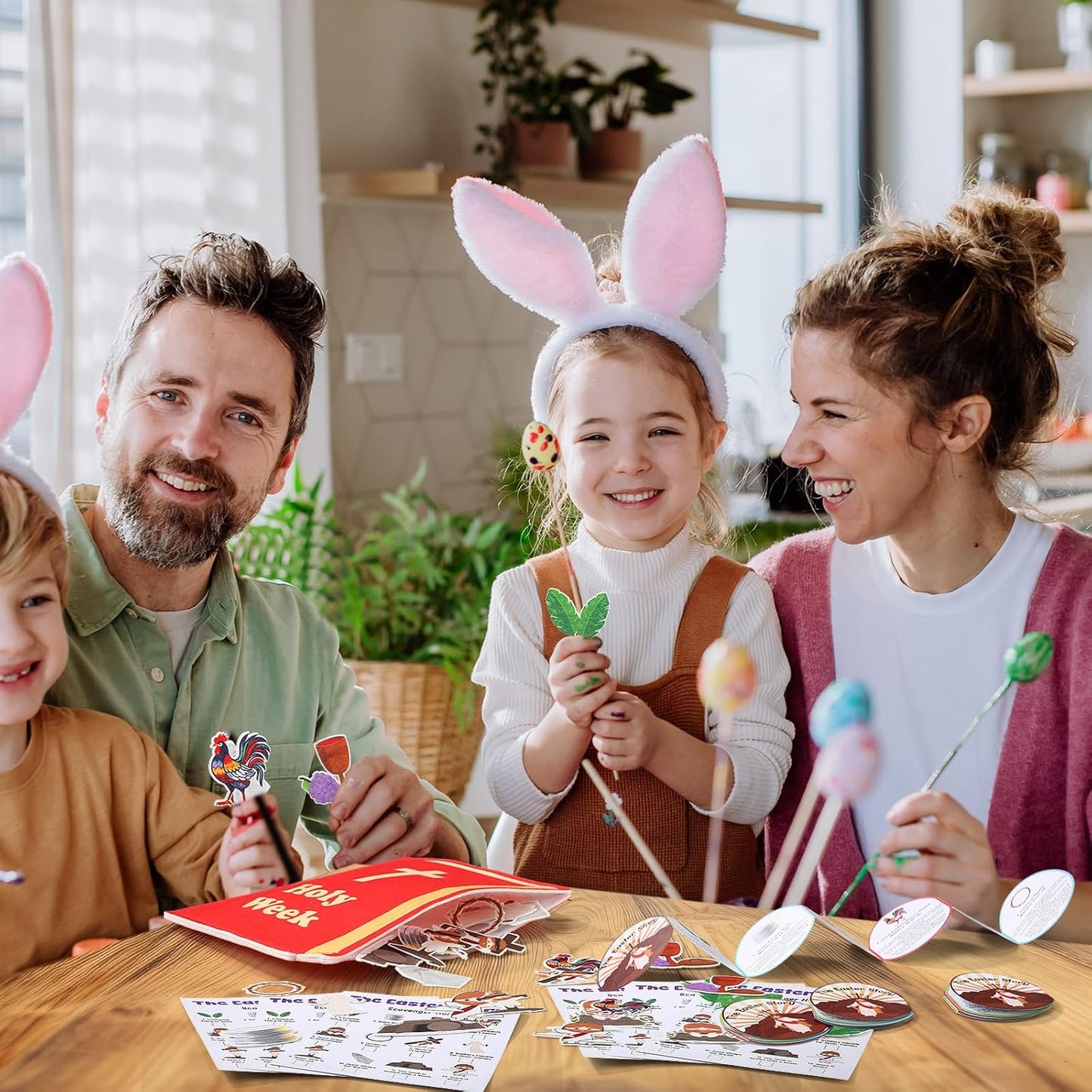 Easter Scavenger Hunt Game with 60 Felts Figures 15 Easter Story Cards 15 Scavenger Hunt Cards Religious Christian Bible Game for Sunday School Classroom Activities Basket Stuffers