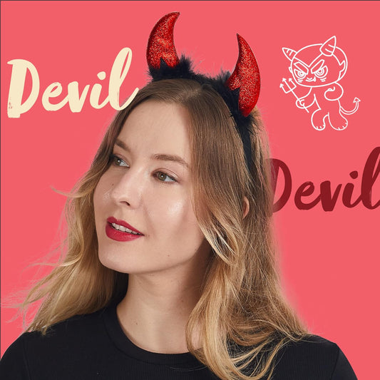 Spooktacular Creations Halloween Devil Horns Headband, Red Headwear Costume Accessories for Women Halloween Party Favors, Cosplay Costume