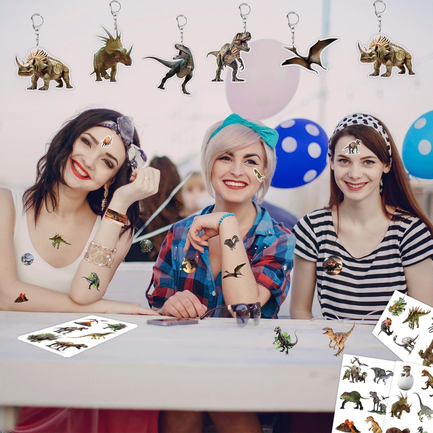 96PCS Realistic Dinosaur Party Favors Set include 72Pcs Dinosaur Temporary Tattoos Stickers, 24Pcs Dinosaur Slap Bracelet for Forest Dinosaur Dino Party Favors Prehistoric Dinosaur Themed Supplies