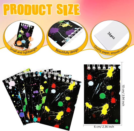 36 Pcs Mini Neon Notebooks Glow Party Small Spiral Notepads Neon Party Favors for Kids Birthday Gifts School Classroom Rewards, 6 Styles