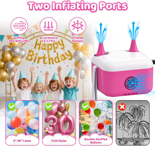 3 in 1 Balloon Pump Electric,Balloon Pump,Electric Air Pump,Quick-Fill Inflator/Deflator Pumps for Party Decoration Balloon, Pool, Floats, Air Mattress Bed, Swimming Ring