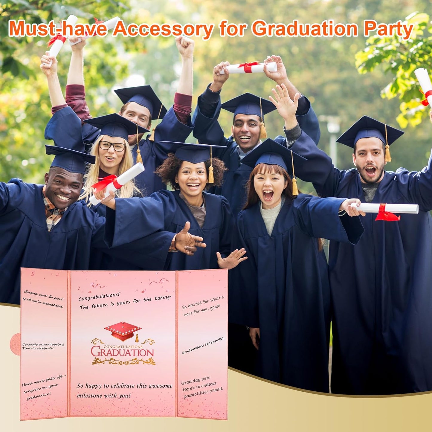 Graduation Guest Book 2026 Graduation Party Decorations Class of 2026 Graduation Sign in Book Signature Board Keepsake Grad Party Supplies College High School Graduation Gift Card Book (Blue)